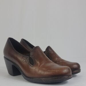 Dansko Beth Nappa Brown Leather Heeled Loafers